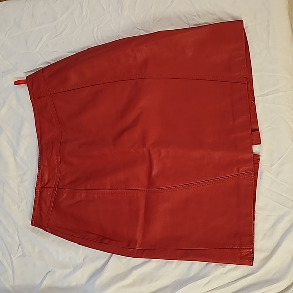 Vintage leather skirt red size 10 - Picture 1 of 13